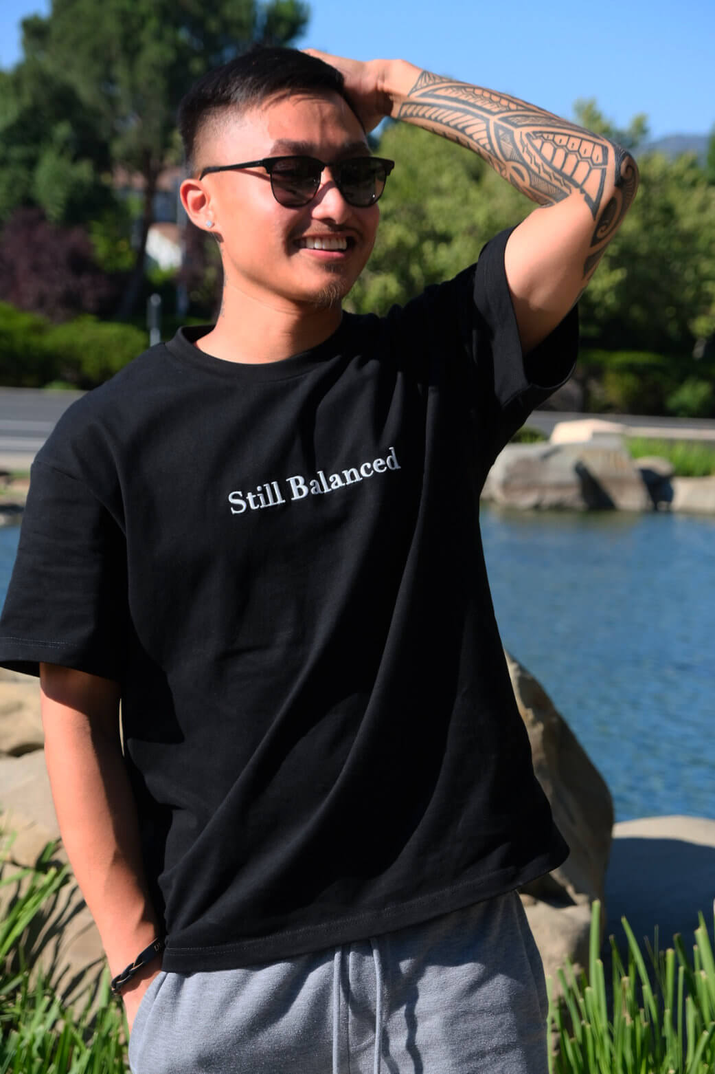 Premium Black Koi Tee (3D Embroidered)