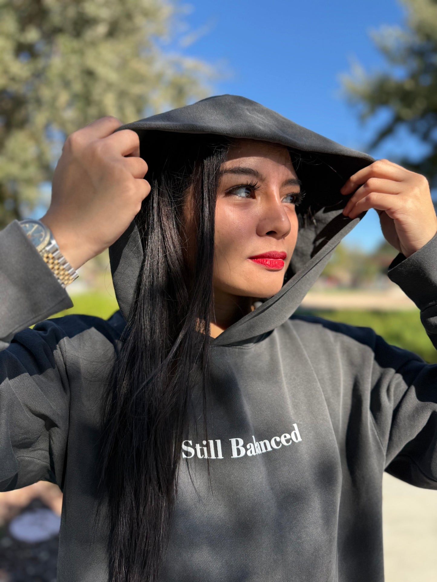 Oversized Black Pigment Hoody