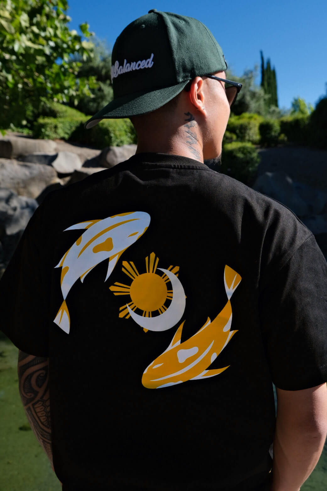 Premium Black Koi Tee (3D Embroidered)